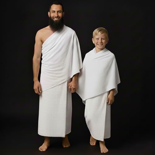 Ihram Kleidung Männer Umrah & Hajj – 1300 g – Weich & Hautfreundlich – Nimmt keine Gerüche auf & Kein Reiben