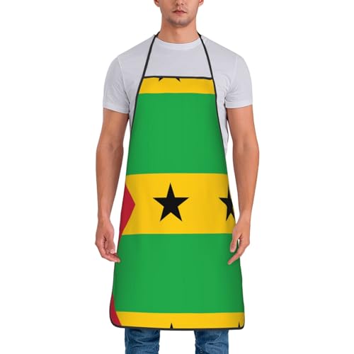 WSSYYBF Schürze mit Flagge von Sao Tome & Principe, wasserabweisendes Polyester, Frontdruck-Design für Küche, Profi, Grill