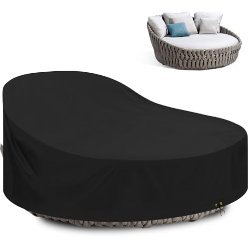 Funshot Sonneninsel Abdeckung Wasserdicht Sonneninsel Schutzhülle Winddicht UV-Beständiges Schwerlast 420D Oxford Gewebe Abdeckplane für Liegeinsel Garteninsel Abdeckhaube 190x50/90cm