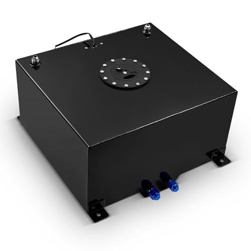BDFHYK 15 Gallon Fuel Cell Gas Tank Aluminum Polished Black with Level Sender 19.88