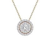 EDELIND Collar Círculo Collana a Cerchio Collier Pendentif Cercle Or Jaune 585 avec 31 Diamants 0.24 ct - Chaîne Maille Forçat, Longueur 45 cm