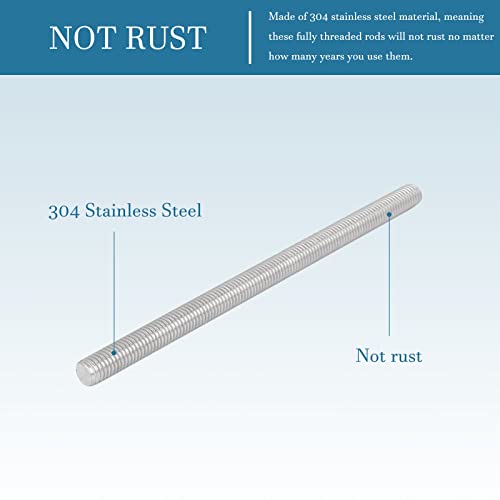 QUARKZMAN M10 x 150mm 1.5mm Steigung Vollgewindestangen x 5 Stück 304 Edelstahl Außengewindestange für Bolzen und Klemmen und Aufhänger und U-Bolzen Silber