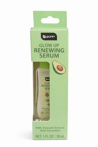 B.pure Glow Up Renewing Serum with Avocado Extract and Ceramides, Green, 1 Fl Oz
