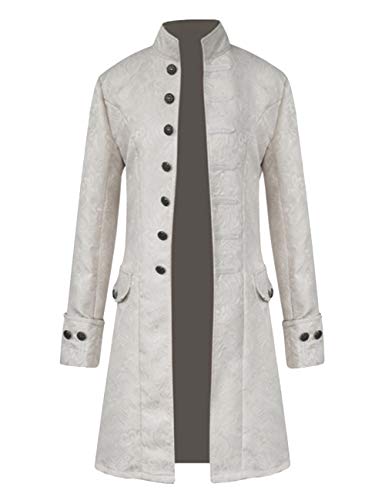 Apocrypha Chaqueta vintage para hombre, estilo gótico, estilo steampunk, victoriano, Blanco, Medium