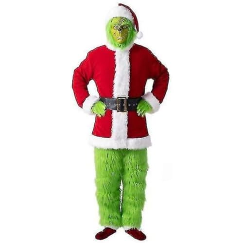 Grinch Kostüm Für Erwachsene 7 PCS Grinch Weihnachtsmann Outfit...