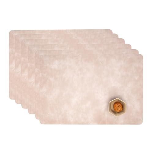 Sets de table en cuir pour restaurants et hôtels lot de 6 dessous d'assiette thermorésistant rose - 2