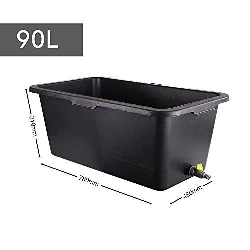 Bortaberg Haustierpool, Faltbare Hundebadewanne mit Metallständer, Schwarz, Quadratisch, 90 Liter, 78x48x31 cm, Kunststoff, UV-beständig, inkl. Ablassventil