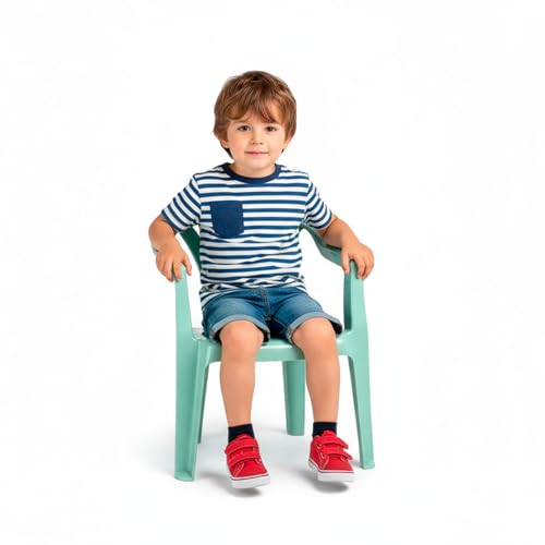 CABLEPELADO Silla Infantil de Plástico para Jardín, Terraza, Patio y Camping - Apta para Niños, Altura Total 49.5 cm, Verde