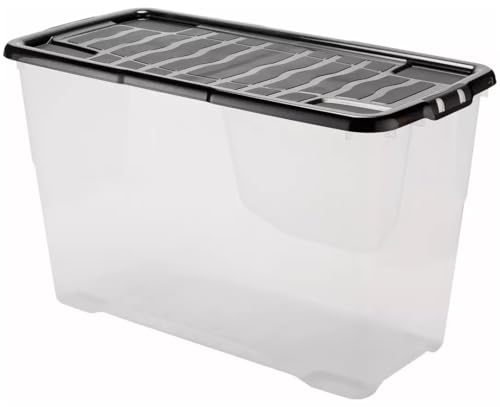 Muddy Hands 100 Litre Extra Large Clear Plastic Storage Box with Lid Home Office Stackable Container