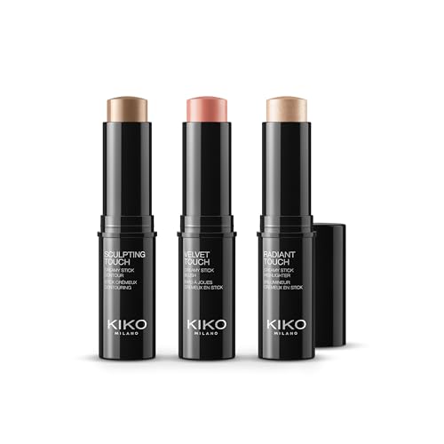 KIKO Milano Contouring Face Set 01, Gesichts-Make-up-Set mit 3 Sticks: Rouge, Highlighter und Contouring