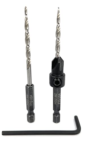 Image of FTG USA #6 (9 /64 inch) Wood Countersink Drill Bit w / 1 Repl. Bit & Hex Key | Features size #6 countersink and one extra 9 /64 inch replacement tapered bit. Includes an Allen wrench hex key tool