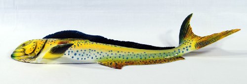 Handpainted Green Dolphin Mahi Mahi Wall Mount Decor Plaque 18" #TOP1