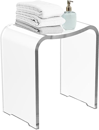 Wahfay Acrylic Shower Bench, Clear Shower Stool For Inside Shower, Modern Shower Chair Bath Seat With Rounded Edge, 300Lbs Weight Capacity #TOP7