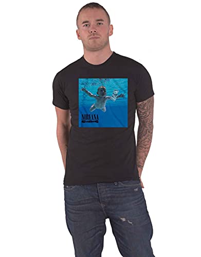 Nirvana T Shirt Nevermind Album Cover Band Logo Nouveau Officiel Homme Noir - Les Beatles, Paul McCartney, John Lennon, RIngo Starr, George Harrison Nirvana T Shirt Nevermind Album Cover Band Logo Nouveau Officiel Homme Noir
