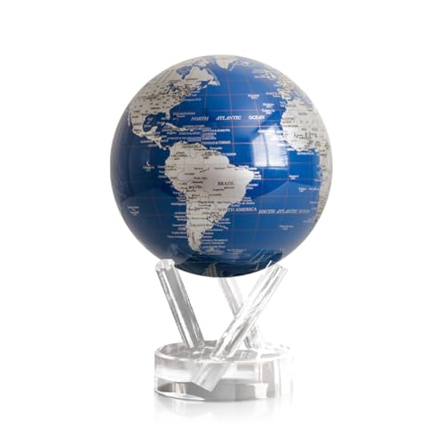 MOVA 4.5 inch (11.4 cm) MG-45-BSE Blue and Silver Globe with Light Spinning Magical Globe MOVA Globe