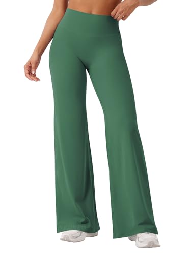 YEOREO Workout Leggings Womens No Front Seam Straight Leggings 31.5" High Waist Buttery Eddiy Gym Yoga Pants Dark Green S - 8
