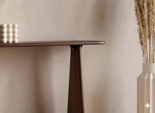Image of Furniture Modern Solid Wood Console Table with Rounded Edges, Natural Finish, Minimalist Scandinavian Style Entryway Furniture Set for (Style 2, Walnut, 100x30x70)