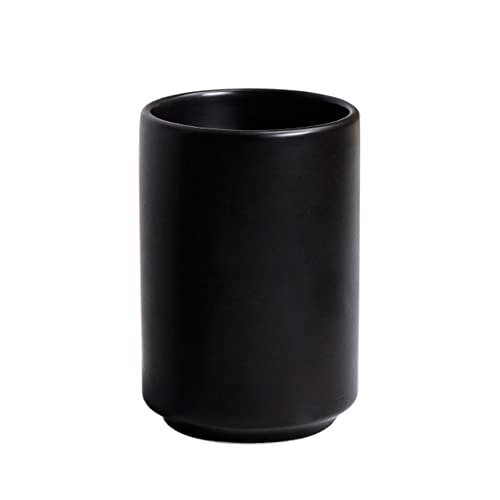 Khanjuan Japanese Ceramic Tea Cups, Handleless Ceramic Mugs, Simple Coffee Mugs, Solid Color Matte Glazed Tea Cups, Cups for Couples (Black)