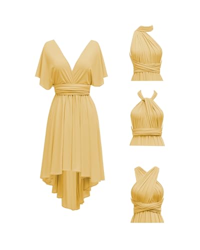 Image of Women's Short Convertible Dress with Bandeau High Low Infinity Bridesmaid Dresses Multi-Way Transformer Formal Dress