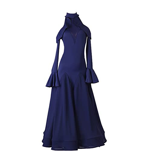 Practise Ballroom Dance Dresses for Women Waltz Adult Cha Cha Rumba Dance Clothing Performance Clothing Navy Blue