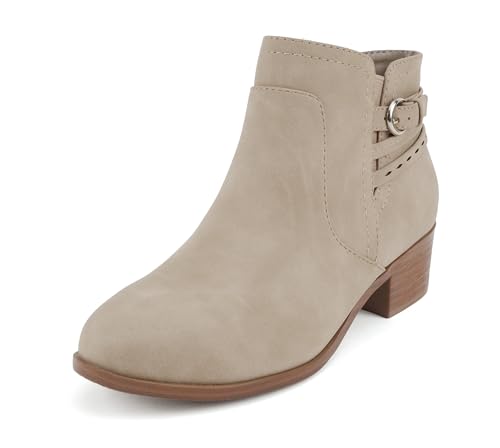 Soda “BOYET” ~ Women Round Toe Elastic Gore Multi Back Strap Low Stack Heel Ankle Bootie with Side Zipper2