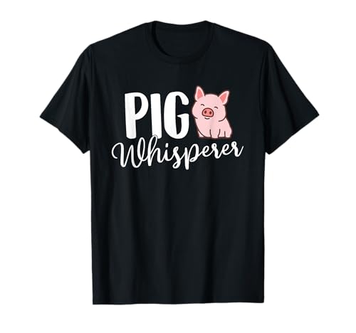 Funny Pig Lover Shirts - Pig Whisperer Pig Lover Unisex Adult Black Short Sleeve Classic Fit Cotton Polyester Blend T-Shirt