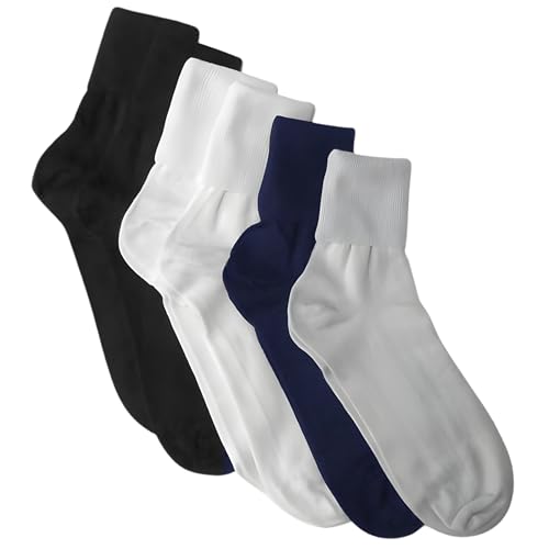 Buster Brown 6 Pair Womens Assorted Elastic-Free Cotton Socks - Sock Size 9 -Fits Shoe Sizes 5-7