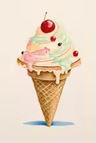 Mur terne ? Habillez-le avec cette toile de milkshake et cornet de glace aquarelle 21x30cm