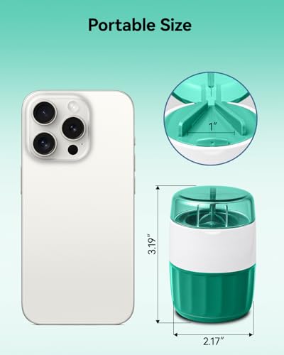 Image of Pill Crusher Fine Powder, Pill Grinder & Cutter, Storage Box, Cyan | Stainless Steel Pestle, Pill, Vitamins, Tablets, Crusher for Elderly, Pets, Easy to Use, Crushes Medications into Fine Powder
