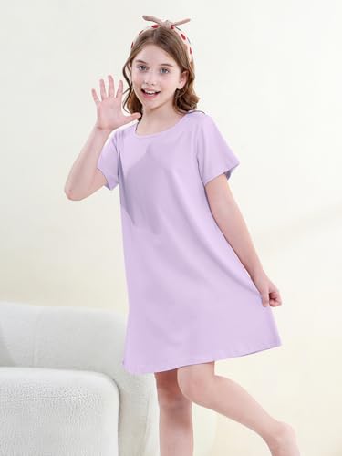 QZH.DUAO Girls Nightgowns 100% Cotton Short Sleeve Sleep Shirts Nightdress Sleepwear 5-143