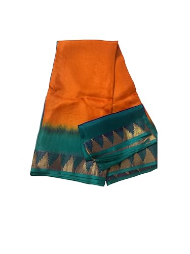 Image of Women's Bhagalpuri Pure Kota Doria Silk Net Saree With Temple Zari Border and Running Blouse Piece