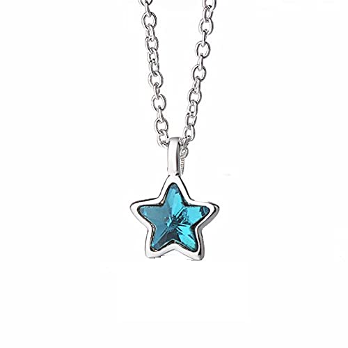 Collier étoile bleue fine chaîne et pendentif étoile cinq branches tendance