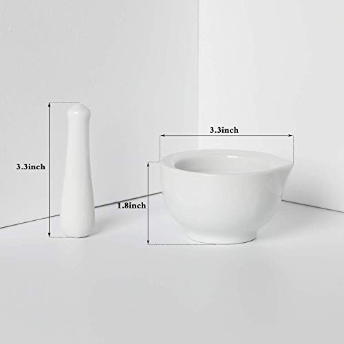 LEETOYI Porcelain Small Mortar and Pestle, Ceramic Herb Grinder Pill Crusher Set, 3.3 inch White - Image 4