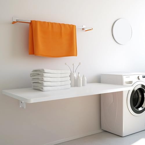 Laundry Folding Table, 32'' x 16'' Wooden Wall Mount Desk, Laundr...