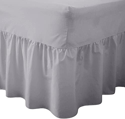 British Home Bedding - Luxury Valance Fitted Sheets - Plain Percale Quality Bed Sheet (Grey, Super King), Gray