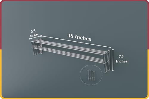 Image of Amiraj Foldable Wall Mounted Clothes Drying Stand |Heavy Duty Rust-Free Stainless Steel Zigzag Cloth Dryer Rack|8 Rod, 4 Feet |Space Saving Laundry Drying Rack for Balcony, Bathroom, Indoor & Outdoor