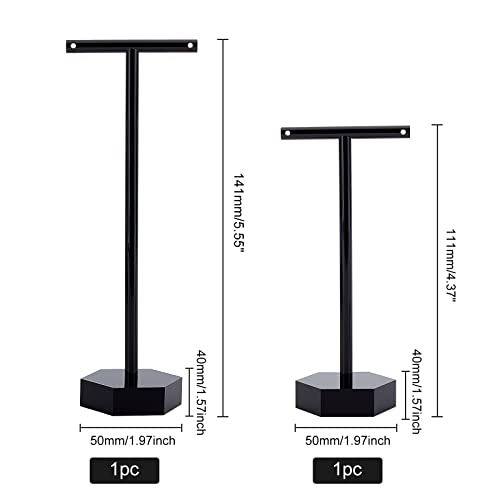 FINGERINSPIRE 2Pcs Acrylic Earrings Stand Holder T-Shape with Holes Ear Studs Display Rack Jewelry Organizer Earring Retail Display Photography Props(Black-Hexagon Base - Image 2