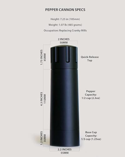 Image of ELEGAR Big Pepper Grinder or Salt Grinder, Best Spice Mill with Ceramic Blades, Adjustable Coarseness Professional Grade Heavy Duty High Output Pepper Mill | Made from Aerospace Grade Aluminum, High Carbon Stainless Steel Burrs, Grind Range of 8 to 60+ Mesh for One-Hand Seasoning