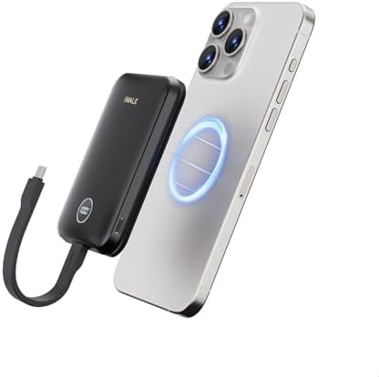iWALK Magnetic Power Bank 10000mAh:Qi2 Certified 15W Wireless Power Bank 30W Fast Charging with USB-C Cable,Battery Pack with LED Display for iPhone 17/16/15/14/13/12 Series,Samsung Galaxy