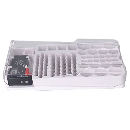 Battery Organizer Holder, Transparent Battery Storage Box Container Soft Padding Battery Carrying Case with Capacity Test Instrument