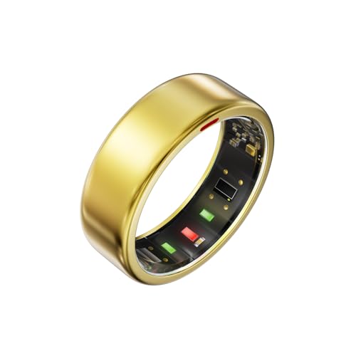 Image of POBOVi Ring OnePlus - Ultra-Thin Titanium Smart Ring - 7 Days Battery Life - Fitness /SPO₂ /Stress /HR /Sleep Skin Temperature Tracker - No App Fee - iOS&Android Compatible (Gold,Size 7)