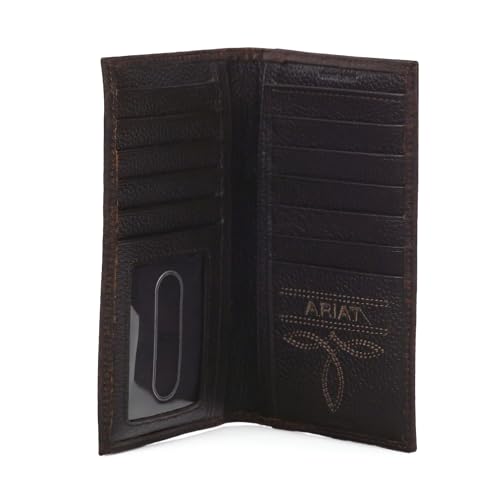 ARIAT Men's Logo Bifold Leather Wallet Brown One Size4