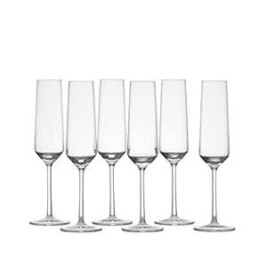 Schott Zwiesel Tritan Crystal Glass Pure Stemware Collection Champagne Flute with Effervescence Points, 7.3-Ounce, Set of 6