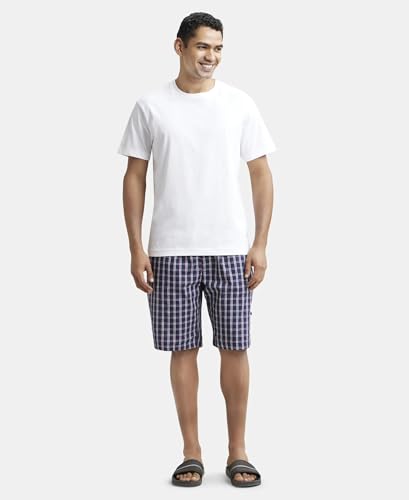 Image of Jockey 9005 Men's Super Combed Mercerized Cotton Woven Fabric Regular Fit Printed Bermuda with Side Pockets