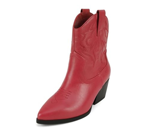 Image of Soda inchBLAZING inch ~ Women Western Bootie Pointe Toe with Low Heel (Wide Fit Available)