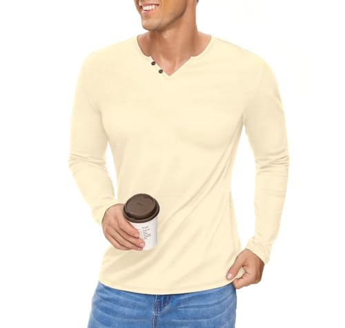 Men's Casual Slim Fit Basic Henley Short/Long Sleeve Fashion T-Shirt4