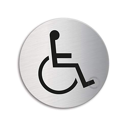 Plaque de Porte - Handicapés Ø 75 mm Acier Inoxydable brossé autocollante No.8486 Cover