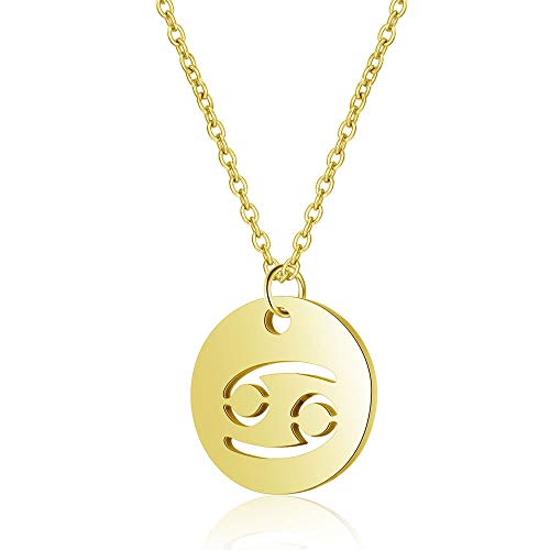 Preisvergleich Produktbild Sternbild Kette, Halskette Sternzeichen Sternbilder Kette Frauen, Halsketten Mädchen Ketten Anhänger Längen-verstellbar Valentine Geburtstagsgeschenk Geschenkbox Geschenk,Gold-Cancernecklac