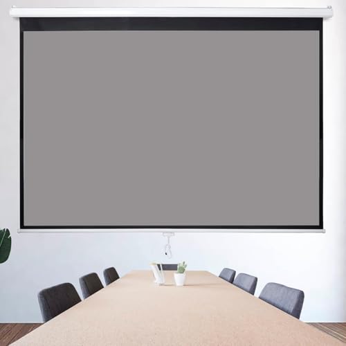 Image of BIG VUE Manual Pull Down Projector Screen, High Gain Grey Fabric Insta Lock - Auto Lock Projection Screen for Classroom, Home Theatre or Office (120 Inch, 4:3 Aspect Ratio)