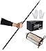 OUERMAMA Black Magic Cane Metal Appearing Cane with Video Tutorial and Free Gloves, Pocket Staff Magic Tricks
